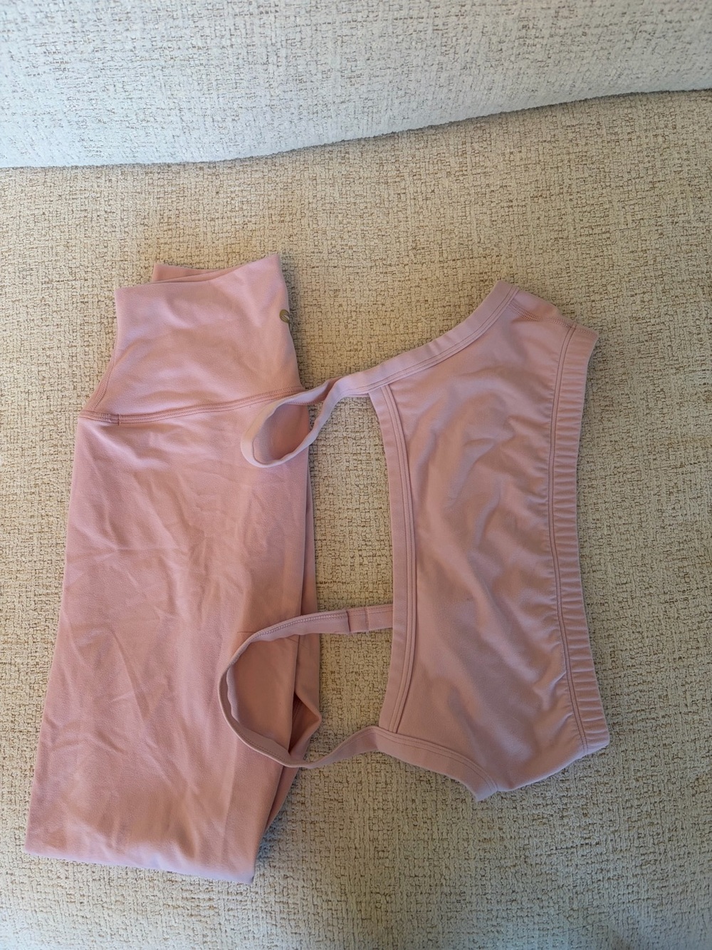 Aritzia Pale Pink Active Bralette and Leggings Set